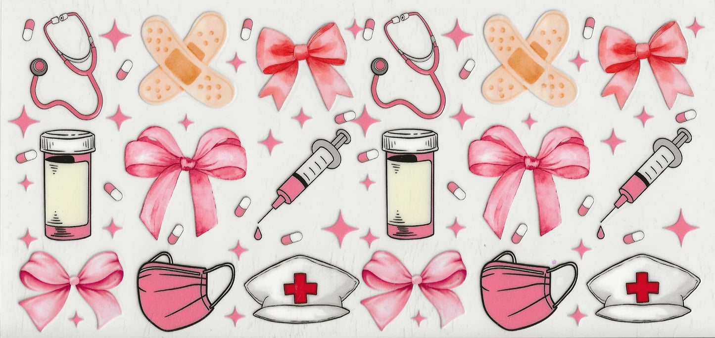 Occupation 46 - Nurse stethoscope, pill bottle, shot, pink bows (39)