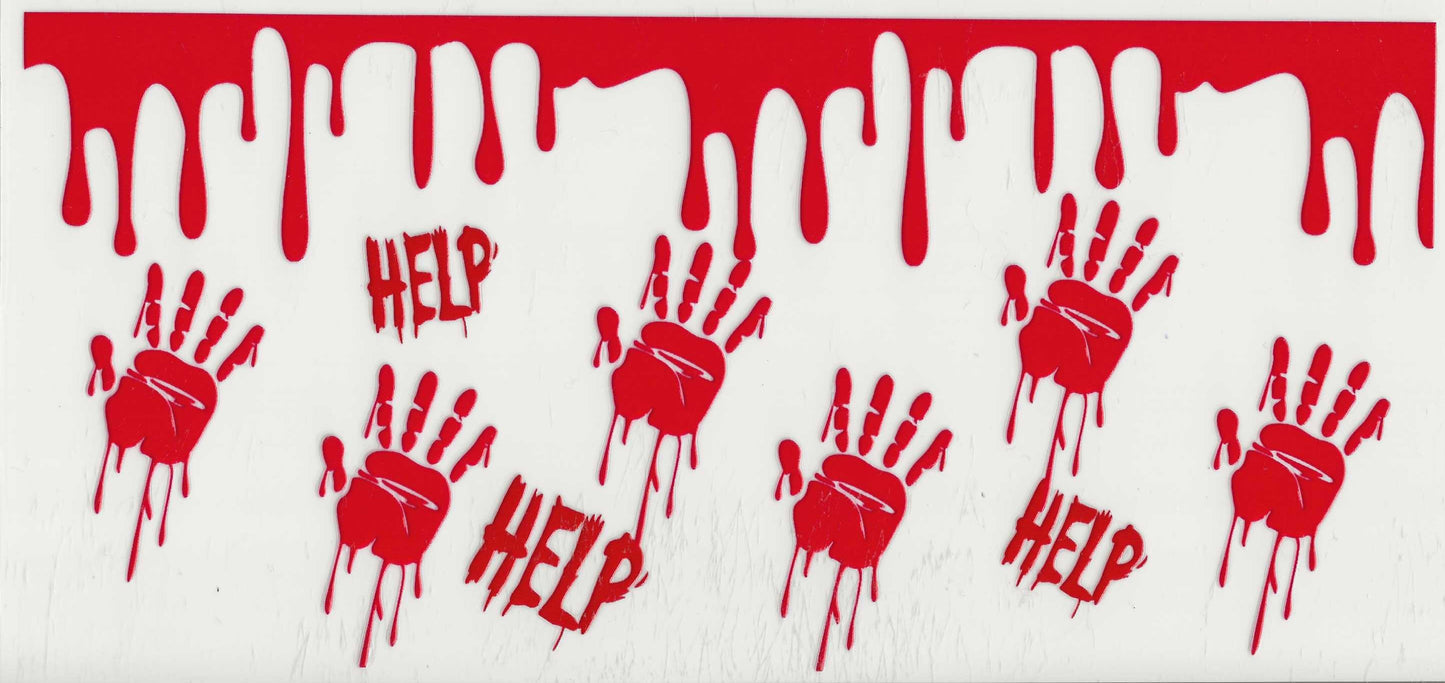 Horror blood splatter - (3) Handprint, drip, and HELP