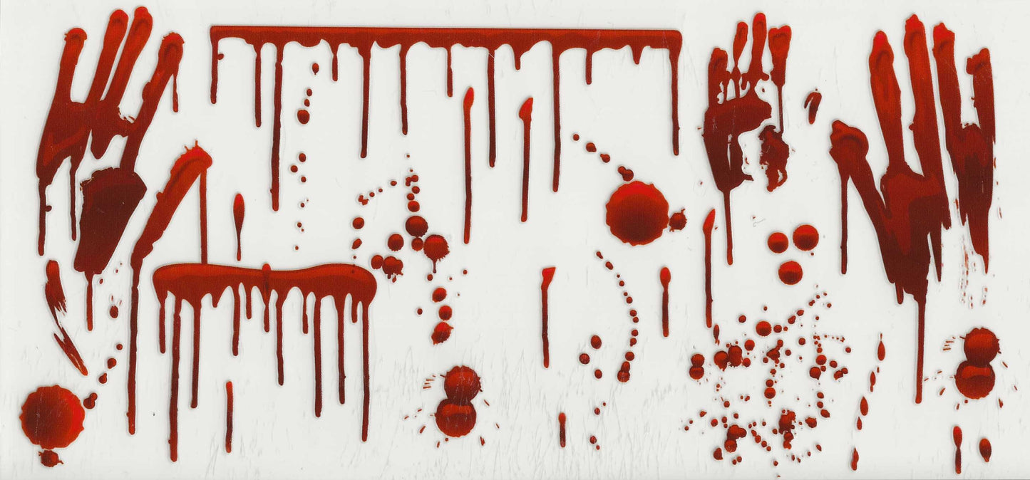Horror blood splatter - (4) Handprint, thin blood drip, splatter