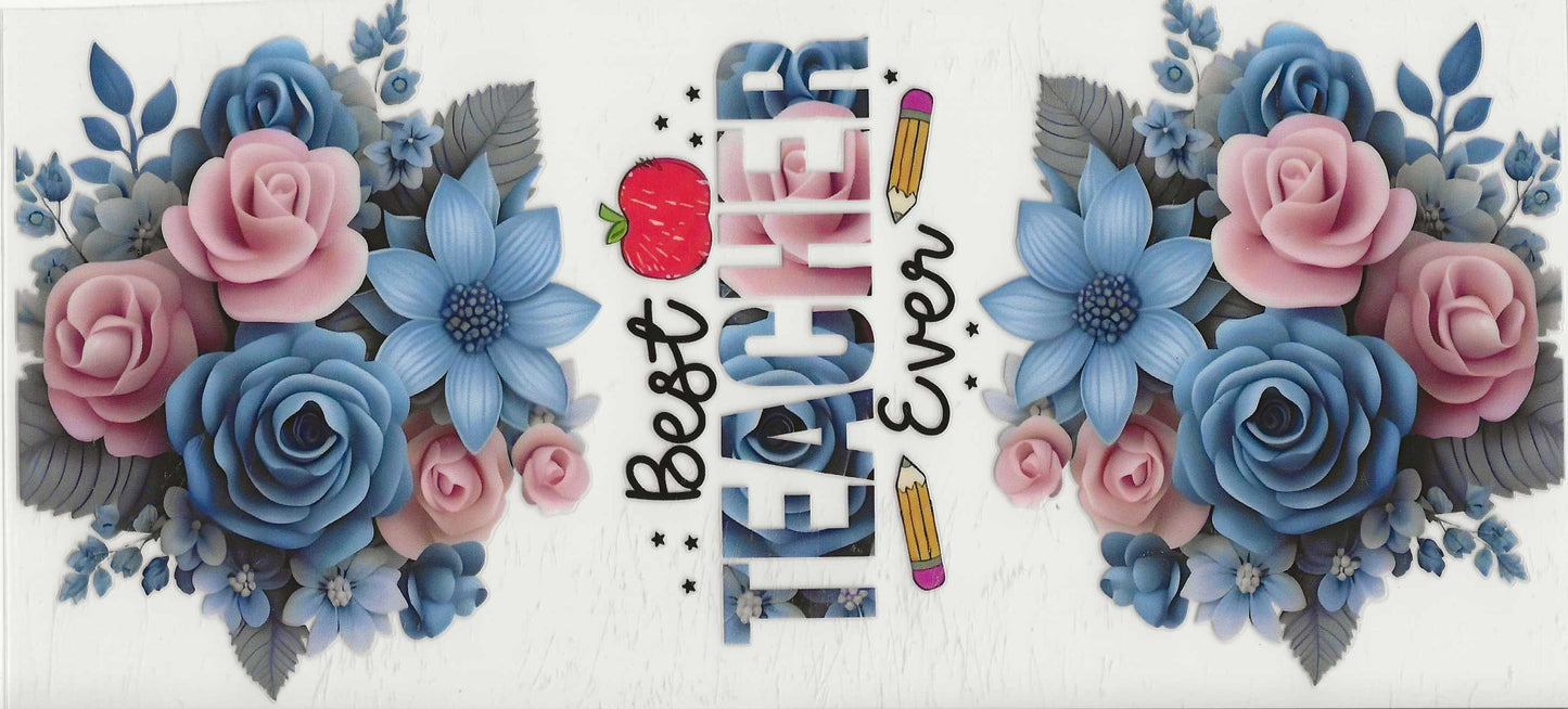 Occupation 53 - Best Teacher Ever - Blue / Pink flowers (14)