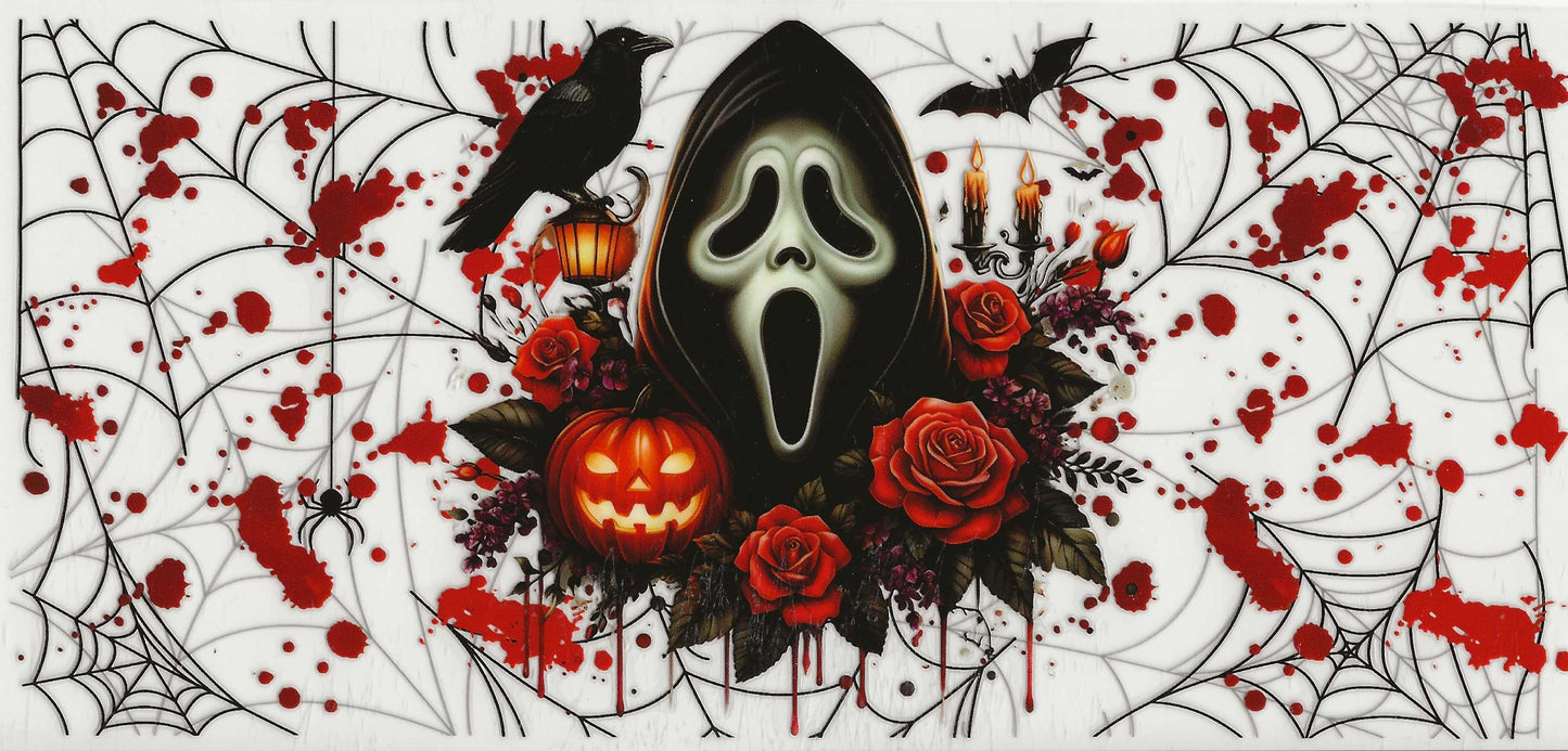 Horror - Ghostface pumpkin, spiderweb, and crow (5)