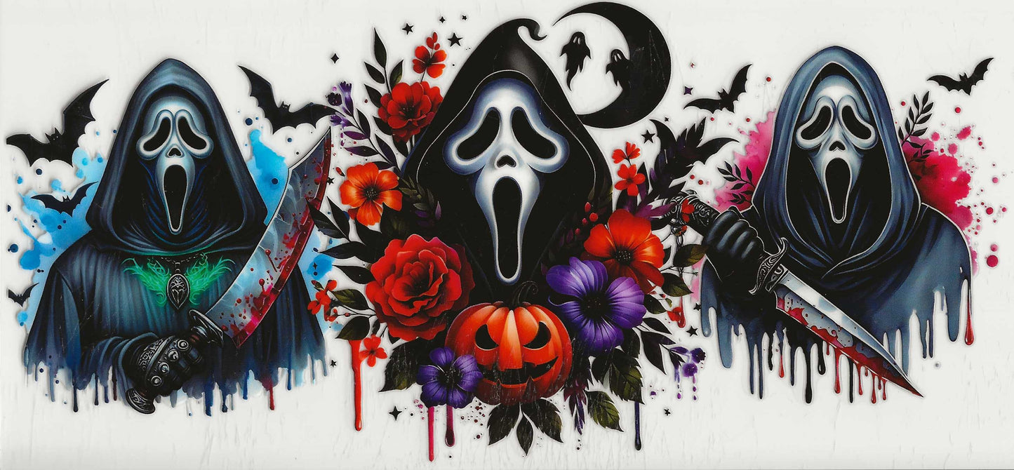 Horror - Ghostface w/pumpkin in middle and flowers (11)