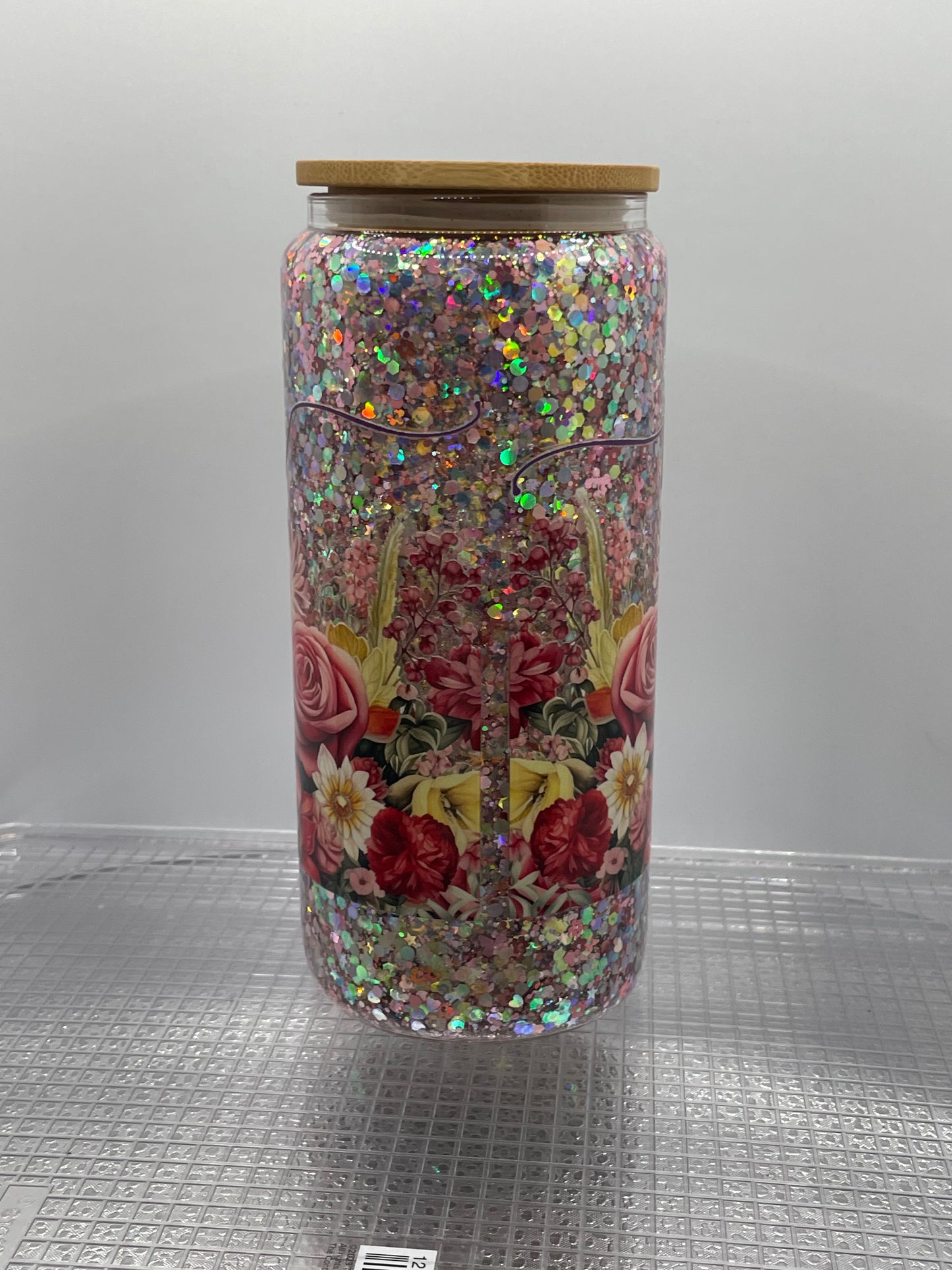 Mama Peach Floral 20oz Glass Tumbler
