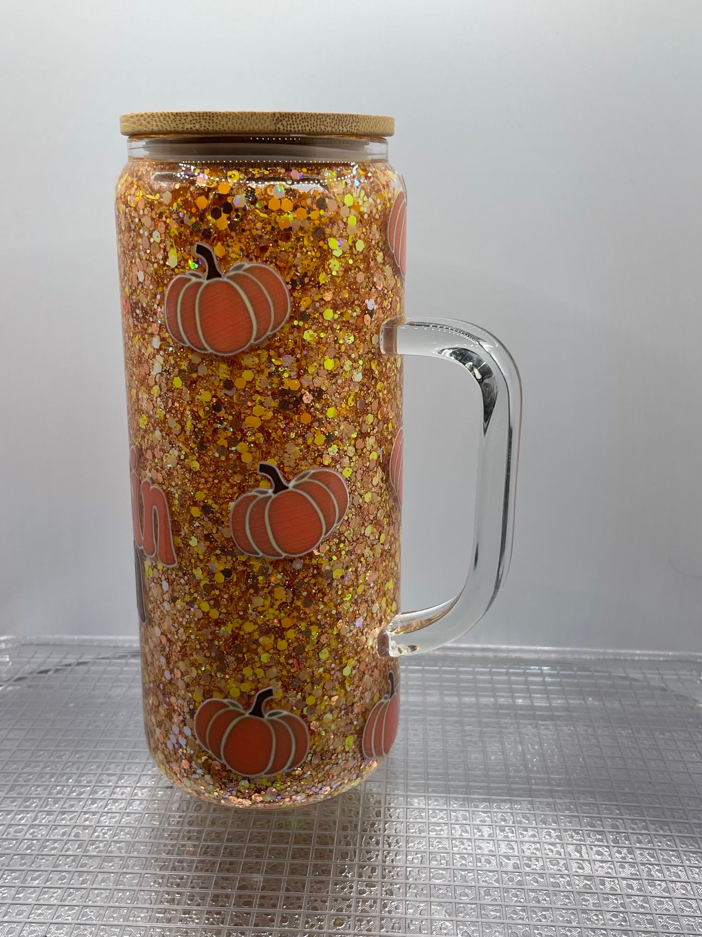 Pumpkin Season 20oz Glass Tumbler with Handle