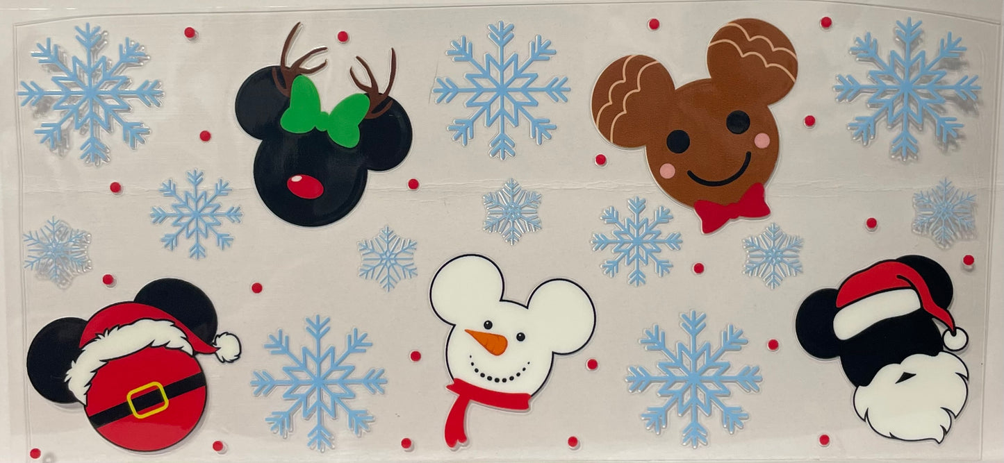 C3 - Mickey Faces (Snowman, Santa, Gingerbread) with Light Blue Snowflakes