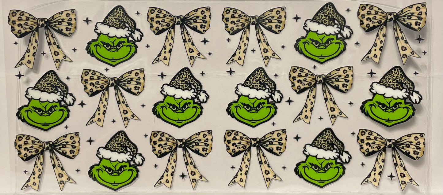 C39 - Cheetah Print Grinch Faces and Bows