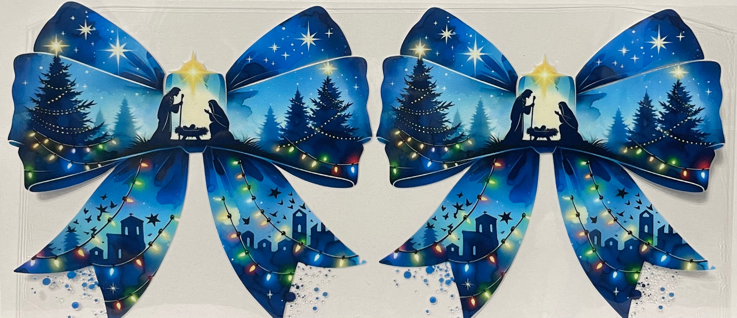 C59 - Large Blue Bows with Nativity Scene