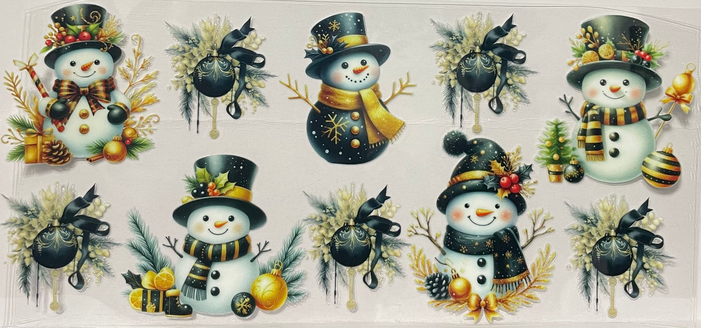 C74 - Black/Gold Snowmen with Black Ornaments