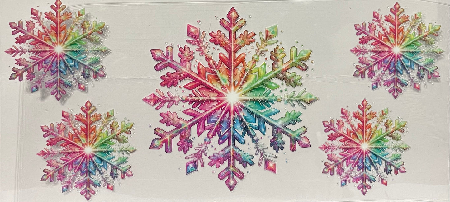 C83 - Pink, Blue, Yellow Colorful Snowflakes