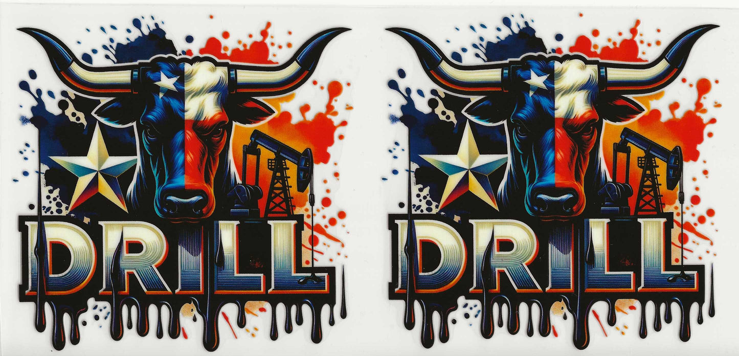 Oilfield 04 - Drill Texas flag, steer, and pumpjack