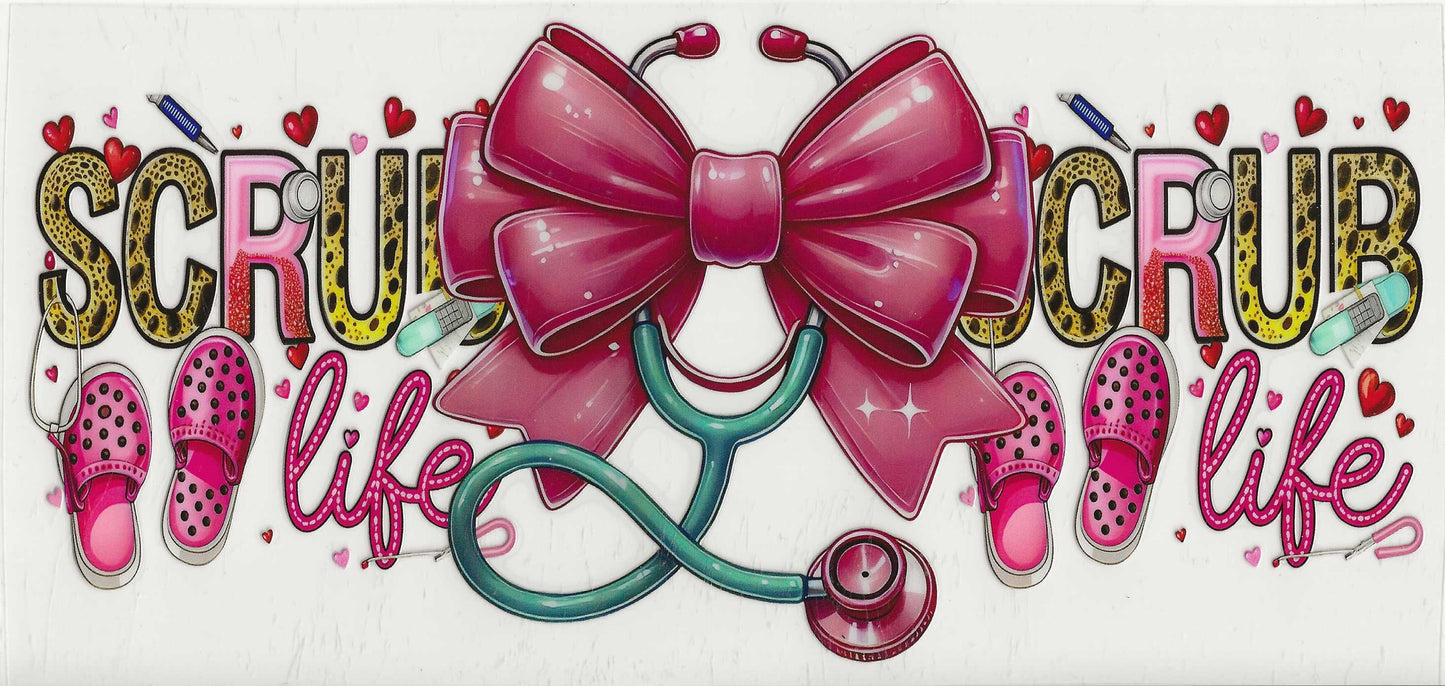 Occupation 46 - Scrub Life Pink bow turquoise stethoscope (31)