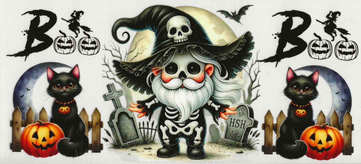 Halloween - (3) Man skeleton costume with black witches hat