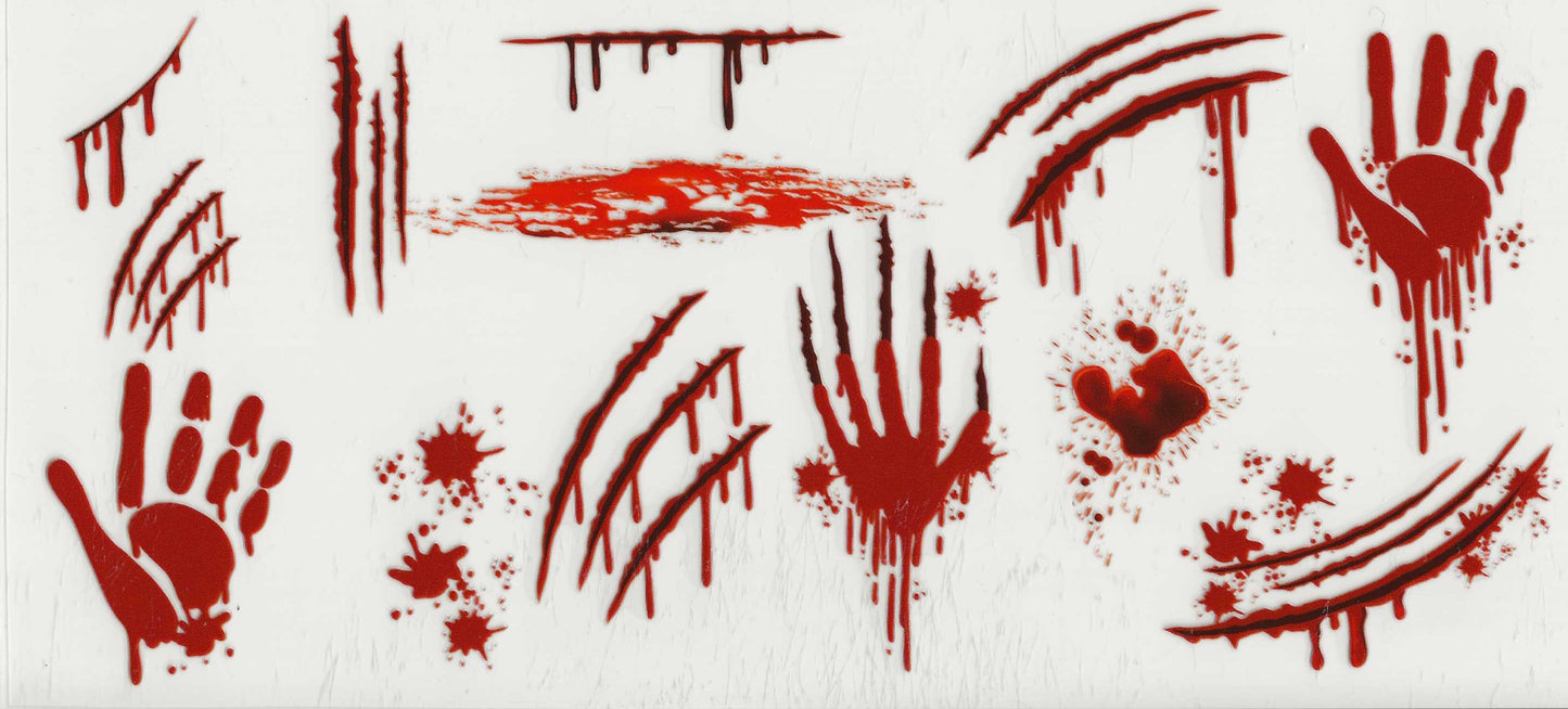 Horror blood splatter - (8) Claw marks, claw print, and handprints
