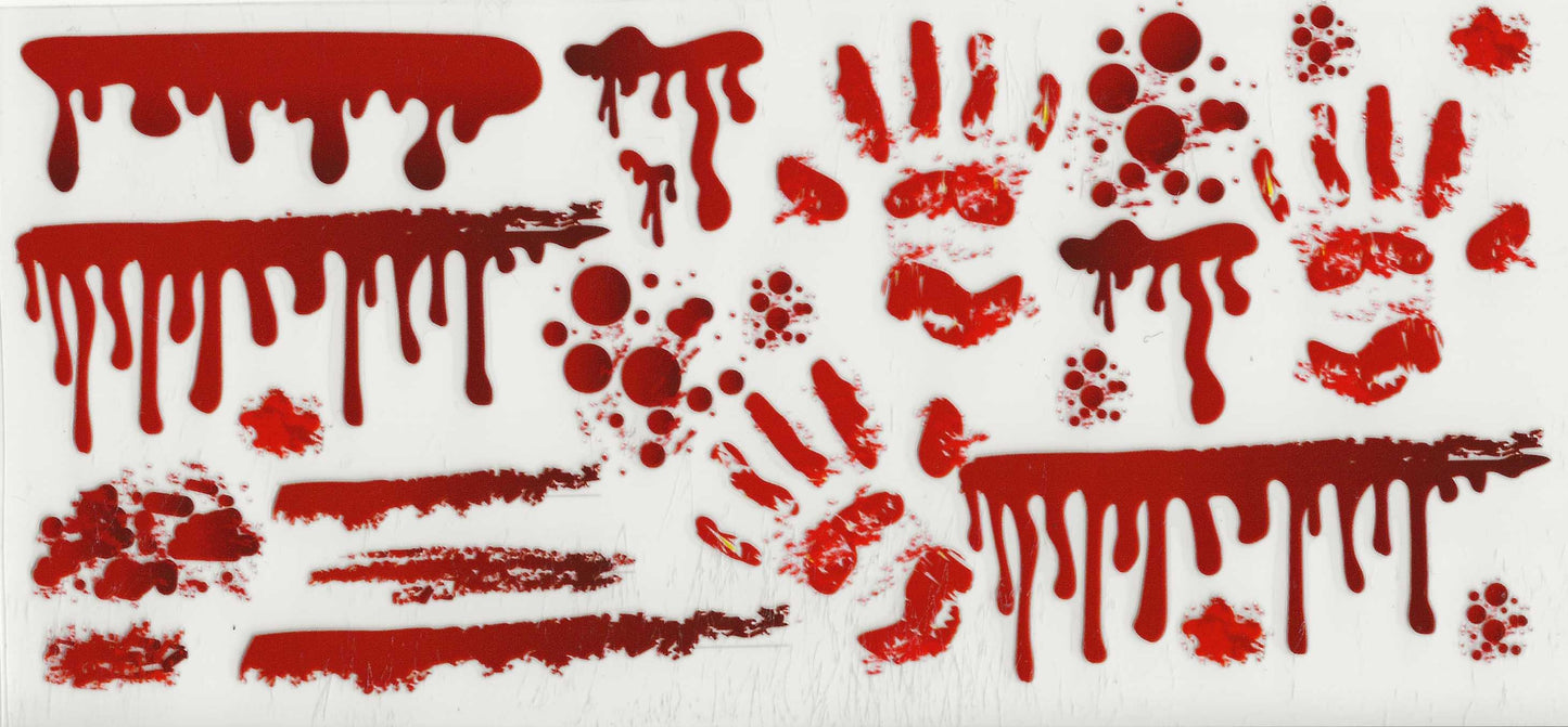 Horror blood splatter - (9) Blood drip lines, handprints, and blood drops / splatter