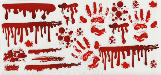 Horror blood splatter - (9) Blood drip lines, handprints, and blood drops / splatter