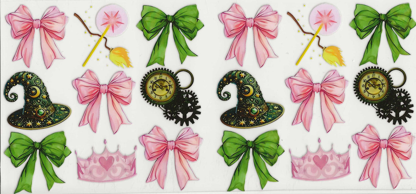 Wicked 07 - Pink and Green bows green witch hat