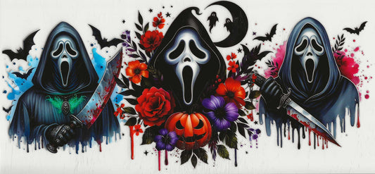 Horror - Ghostface w/pumpkin in middle and flowers (11)