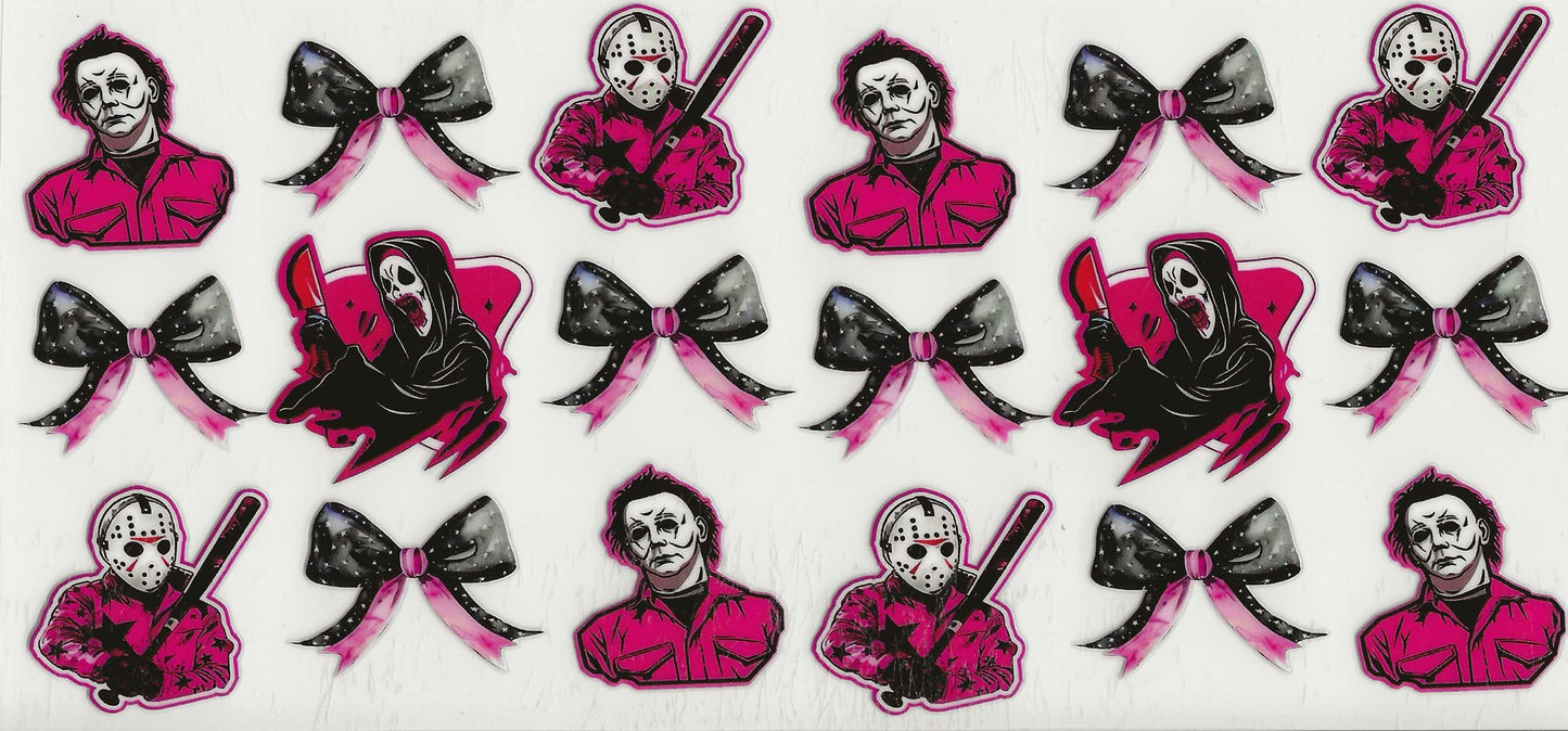Horror - Horror Characters in pink with pink/black bows (14)