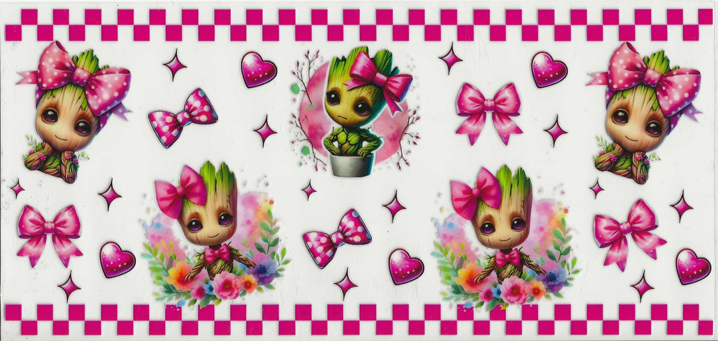 Groot 13 - Groot with pink bows and checkered trim