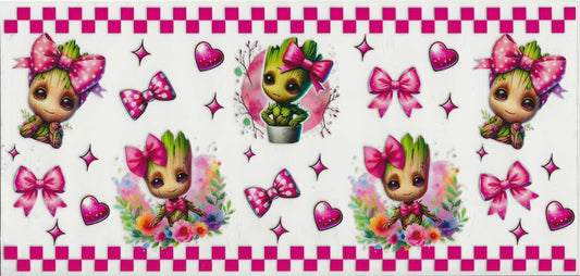 Groot 13 - Groot with pink bows and checkered trim