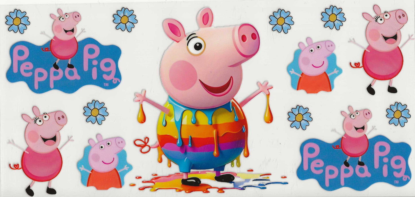 Peppa Pig 05 - Blue flowers with Peppa covered in paint