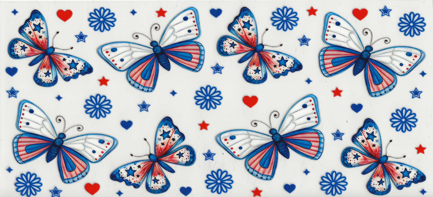 Patriotic 20 - Patriotic butterflies and blue/white flowers