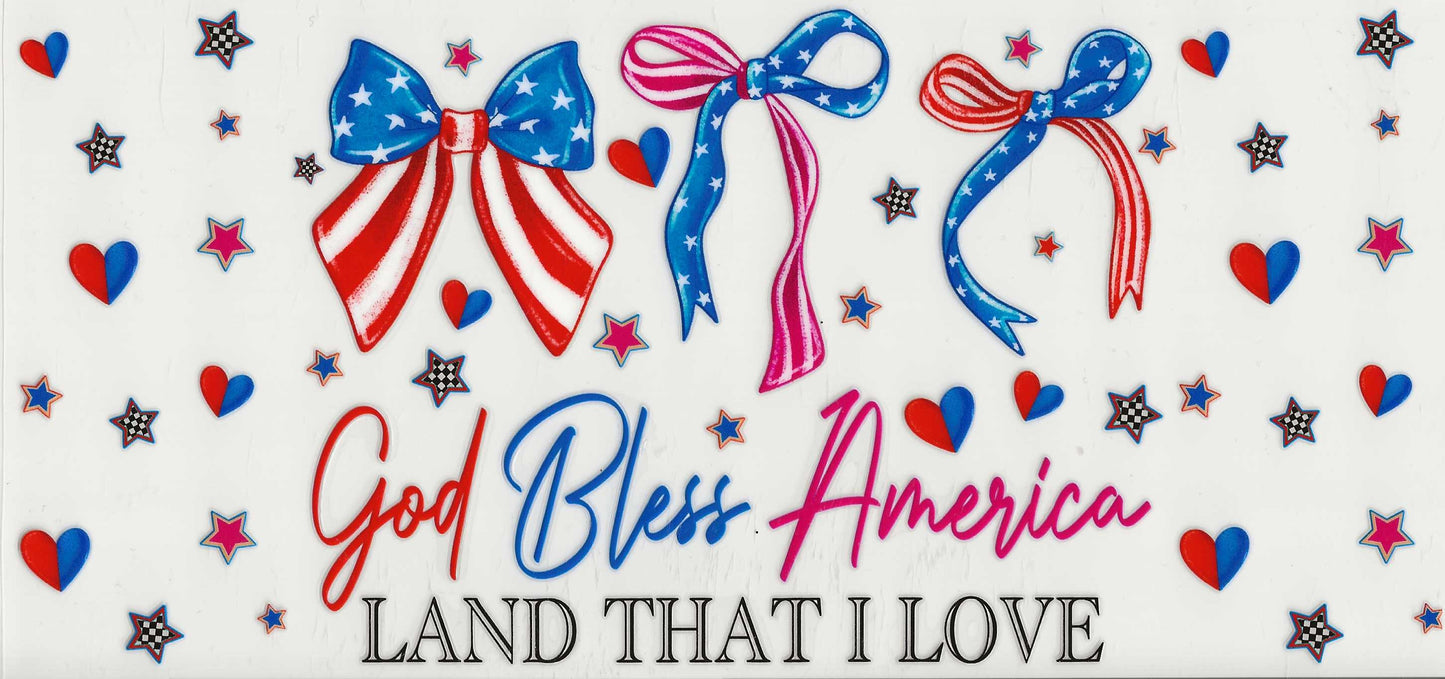 Patriotic 38 - Red, White, Blue Bows with hearts and Stars (God Bless America)