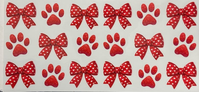 Red Dog Paw and Bows - 084