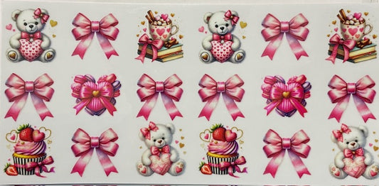 Pink bows, cupcakes, and White bear - 082