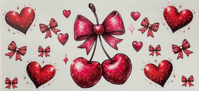Red Cherries, Hearts, Bows - 083