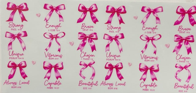Pink Bows with inspirational words - 081