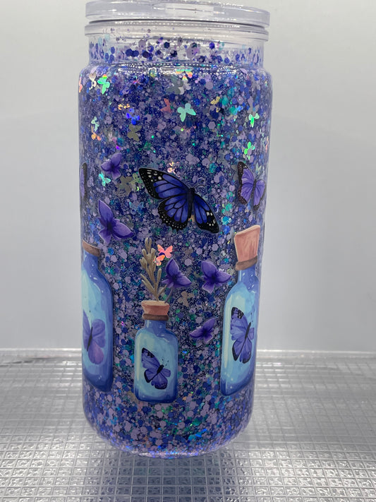 Purple Flower and Butterfly 20oz Acrylic Tumbler