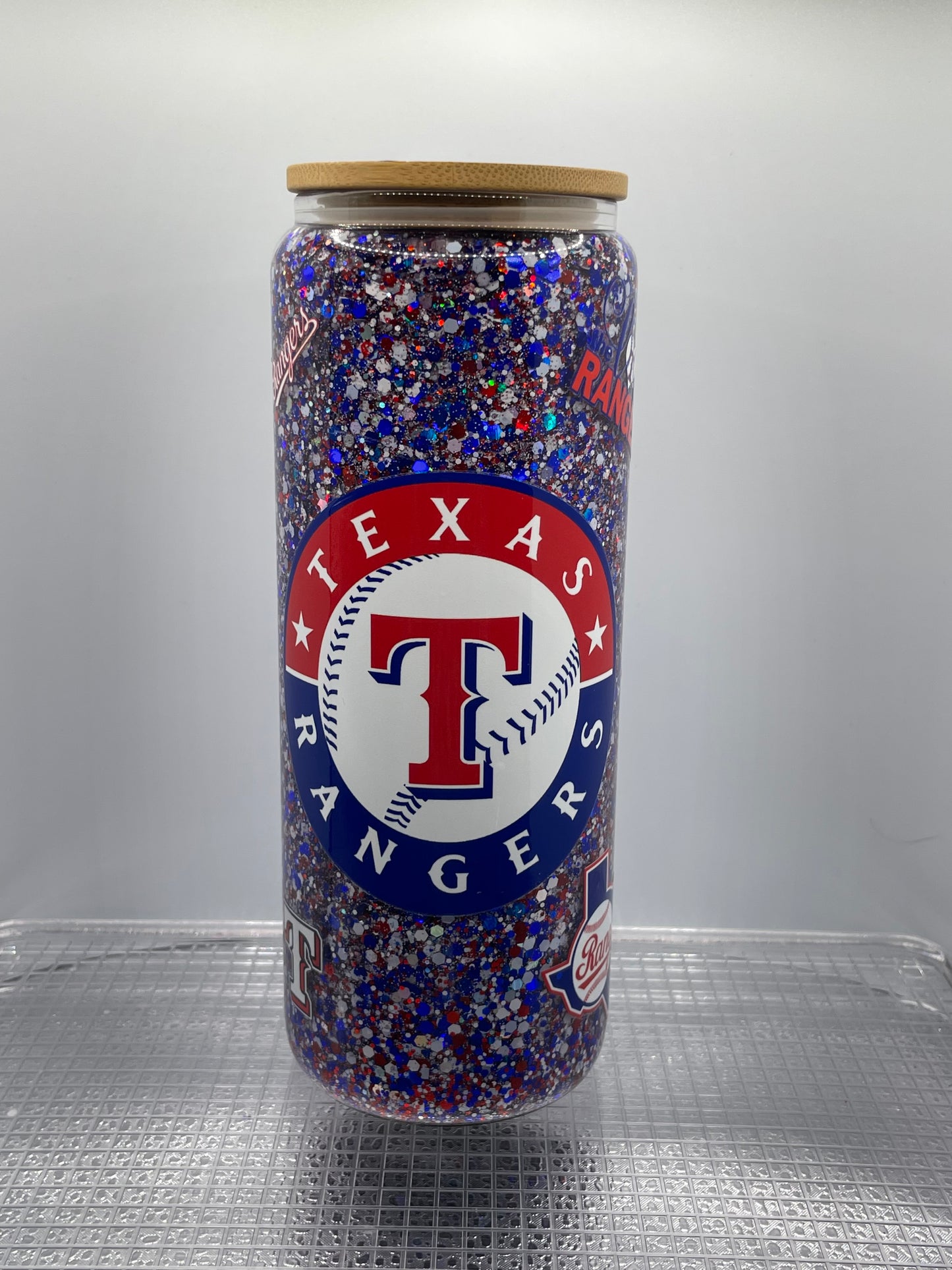Texas Rangers Baseball 25oz Glass Tumbler