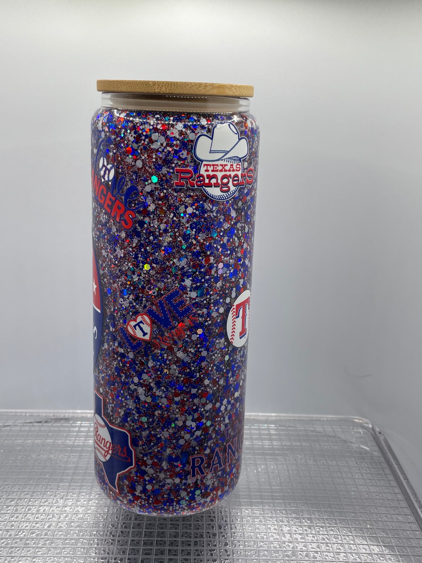 Texas Rangers Baseball 25oz Glass Tumbler