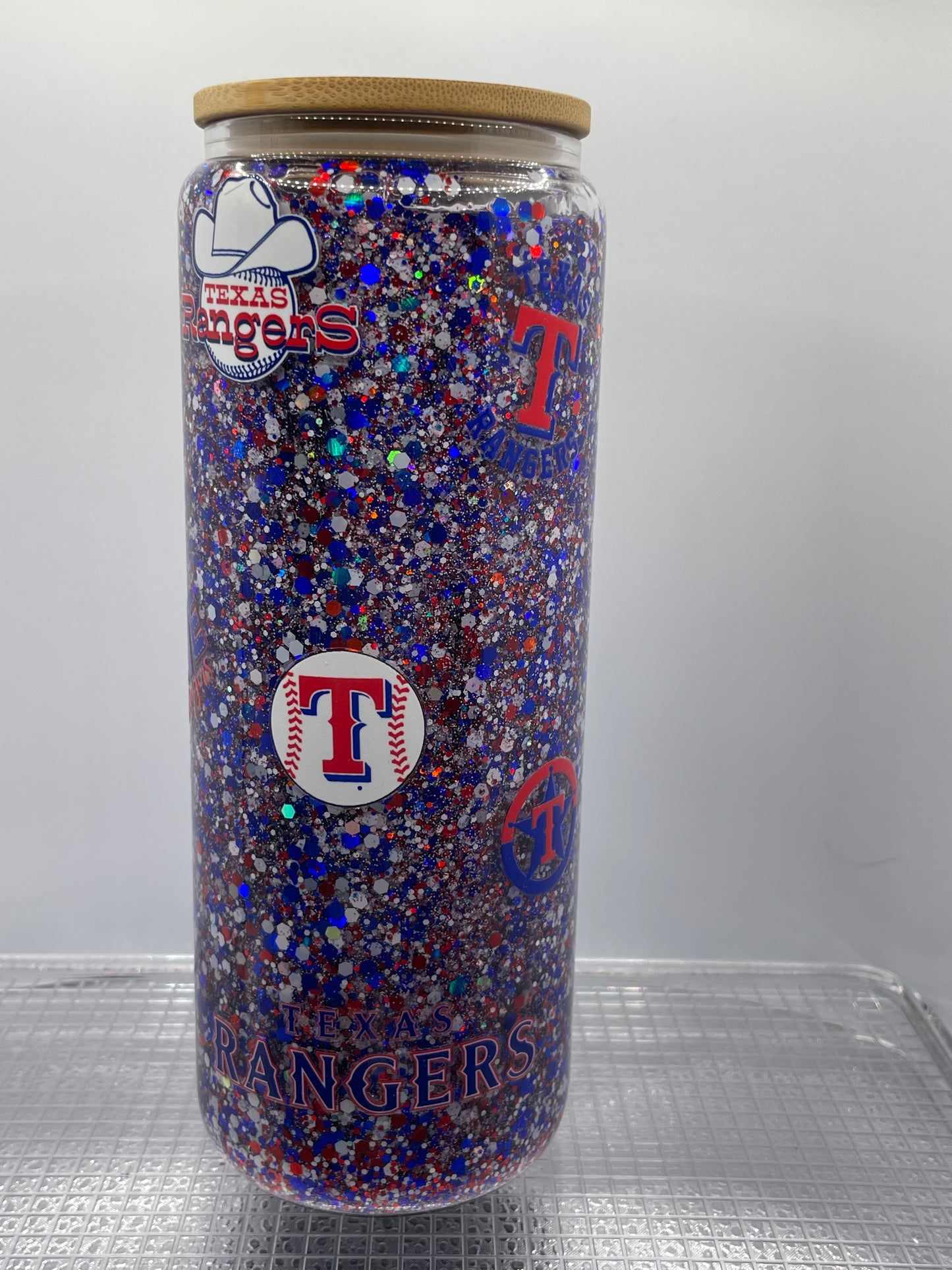 Texas Rangers Baseball 25oz Glass Tumbler