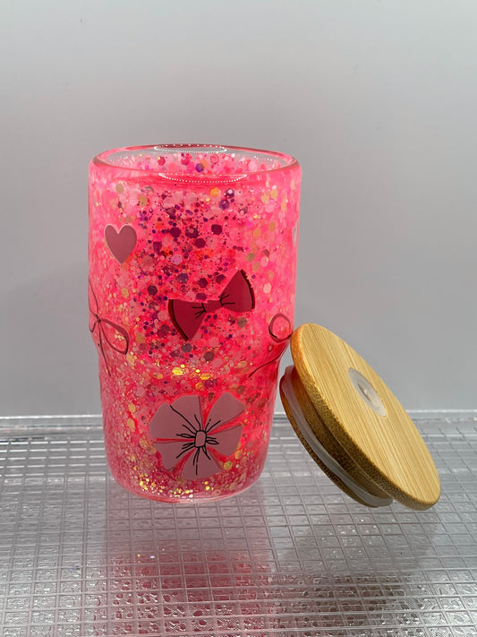 Pink bow 4oz shot glass