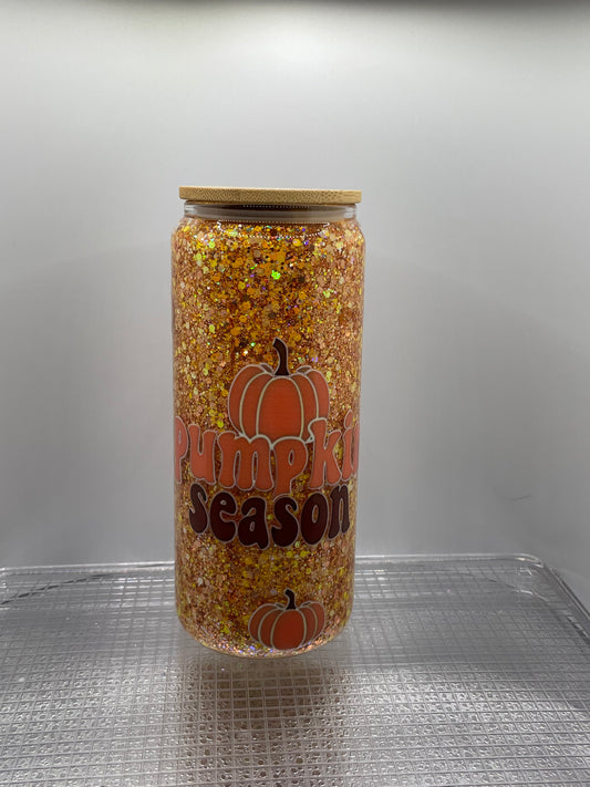 Pumpkin Season 20oz Glass Tumbler with Handle