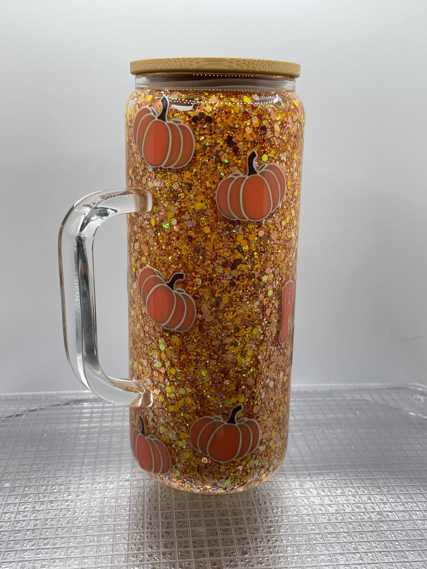 Pumpkin Season 20oz Glass Tumbler with Handle