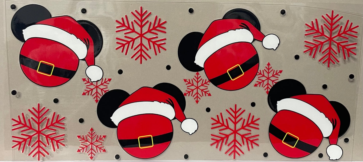 C8 - Mickey Santa Clause Faces with Red Snowflakes