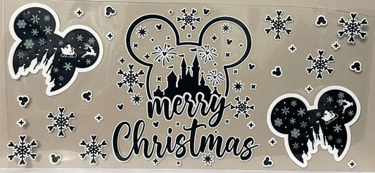 C4 - Mickey Face Black and White Merry Christmas