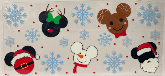 C3 - Mickey Faces (Snowman, Santa, Gingerbread) with Light Blue Snowflakes