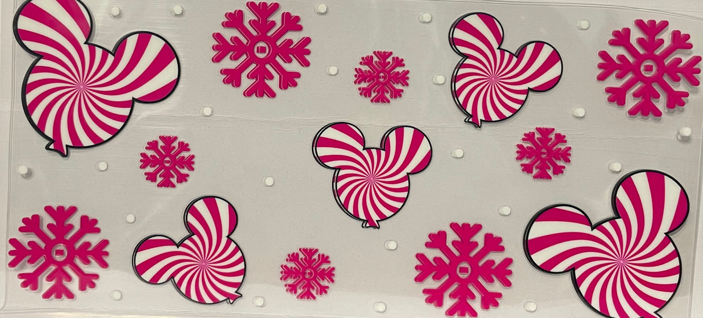 C14 - Hot Pink Mickey Face Swirls with Hot Pink Snowflakes