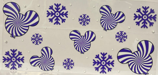C12 - Purple Swirl Mickey Faces with Purple Snowflakes