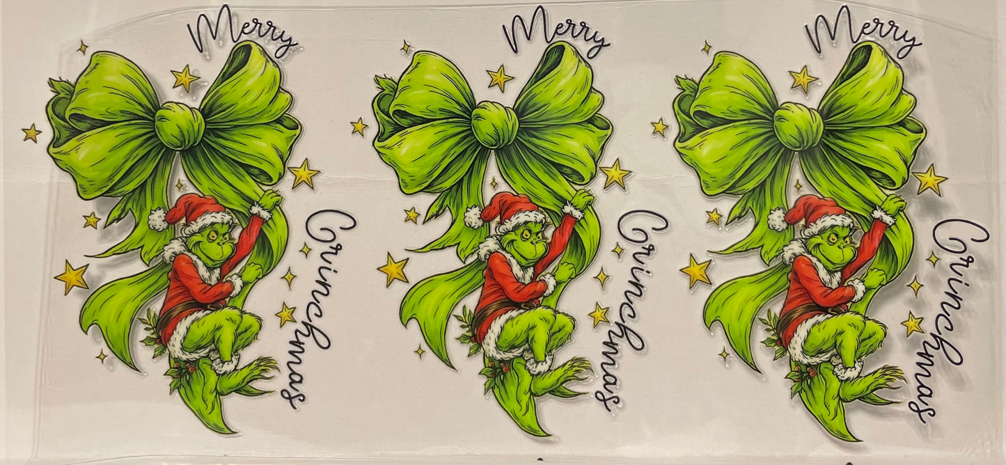 C38 - Grinch swinging from Lime Green Bow