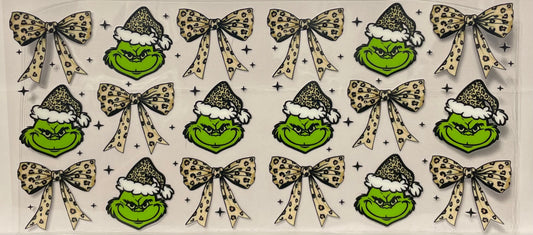 C39 - Cheetah Print Grinch Faces and Bows