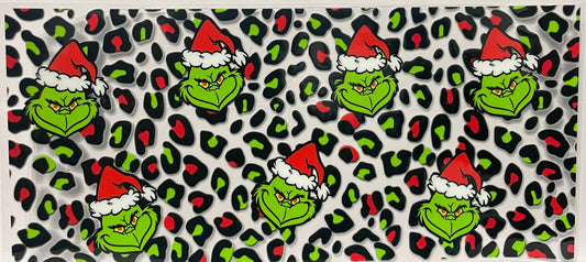 C54 - Grinch Face with Red/Green Cheetah Print