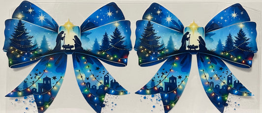 C59 - Large Blue Bows with Nativity Scene