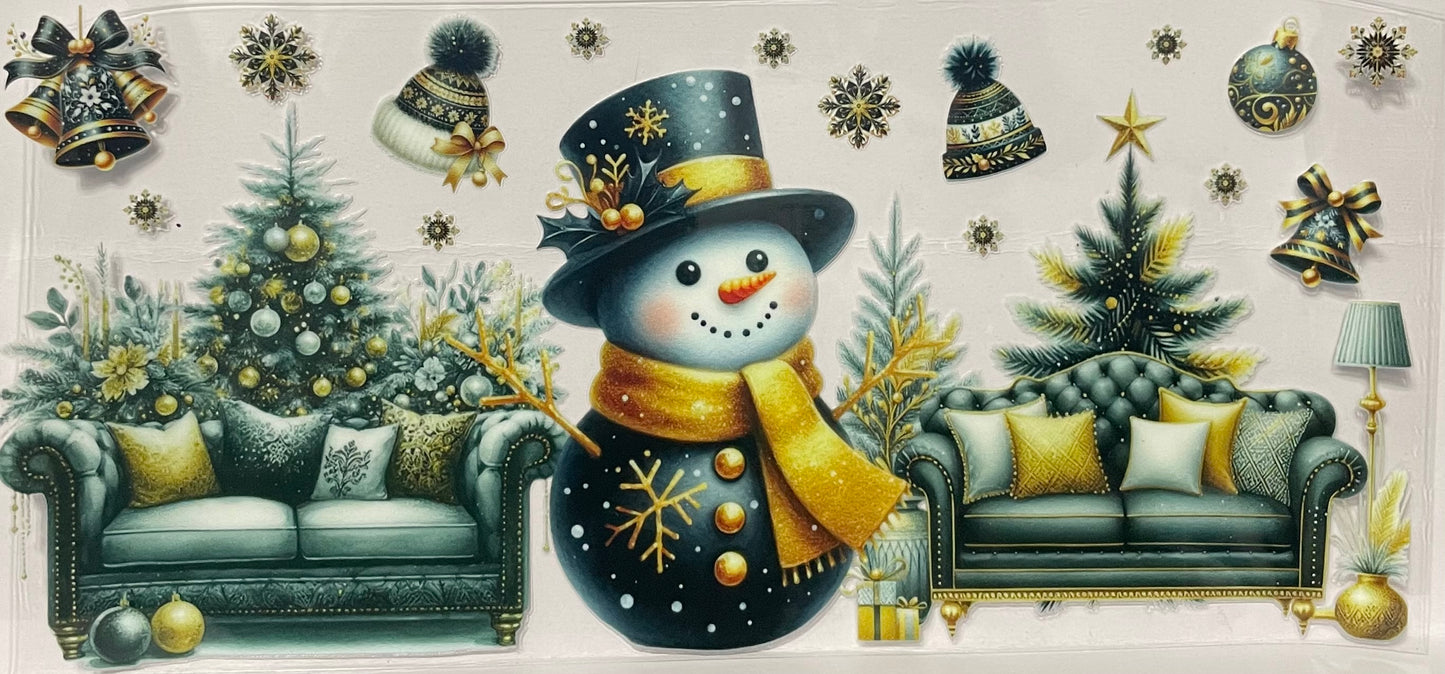 C66 - Black and Gold Snowman with two Sofas